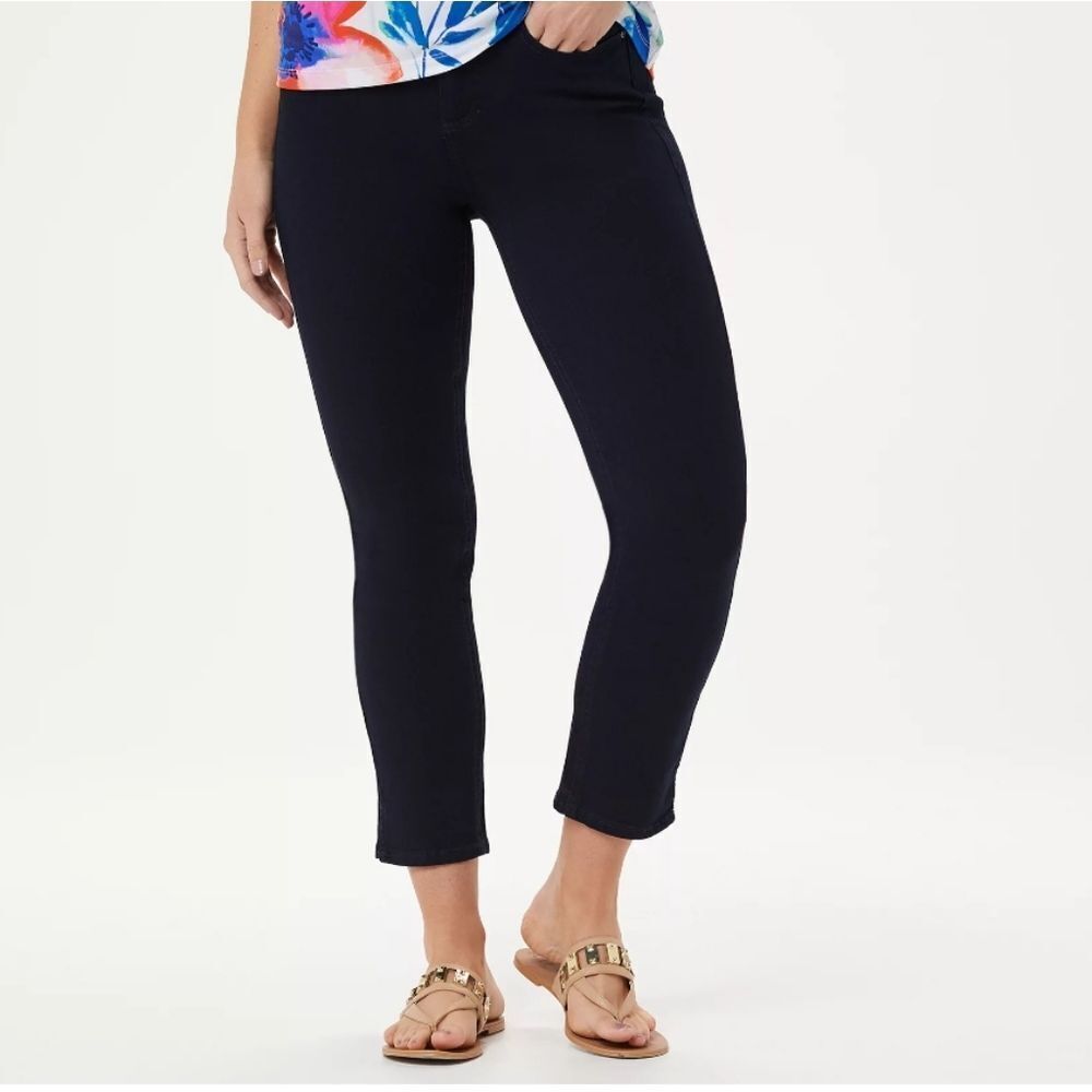 Curves 360 By Nydj Shape Slim Straight Jeans W/ Bottom Side Slits Sz 8=28x25